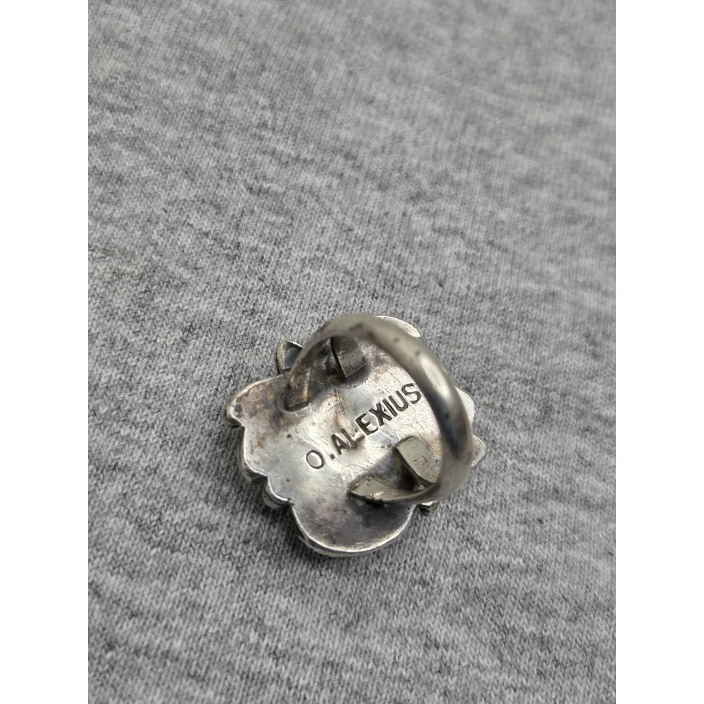 Oscar Alexius Navajo Sterling Silver Turquoise Ring Size 5.5 Vintage Signed 8g